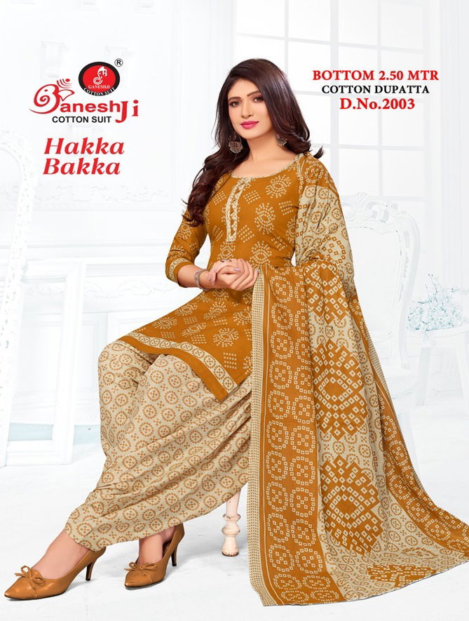 Hakka bakka Vol 2 By Ganeshji Heavy Cotton Printed Dress Material Wholesale Online